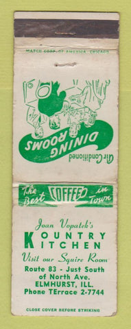 Matchbook Cover - Kountry Kitchen Restaurant Elmhurst IL WORN