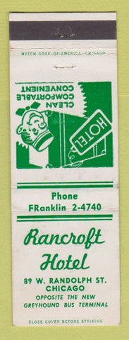 Matchbook Cover - Rancroft Hotel Chicago IL
