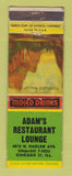 Matchbook Cover - Adam's Restaurant Lounge Chicago IL