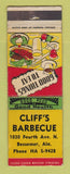 Matchbook Cover - Cliff's BBQ Bessemer AL WEAR