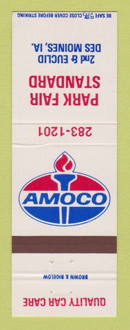 Matchbook Cover - Amoco oil gas Park Fair Standard Des Moines IA
