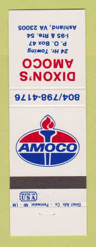 Matchbook Cover - Amoco oil gas Dixon's Ashland VA
