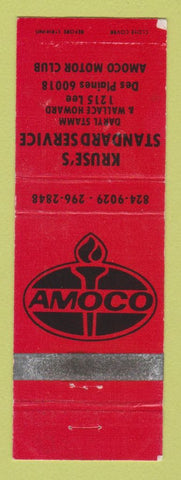 Matchbook Cover - Amoco oil gas Kruse's Standard Des Plaines IL RED WEAR