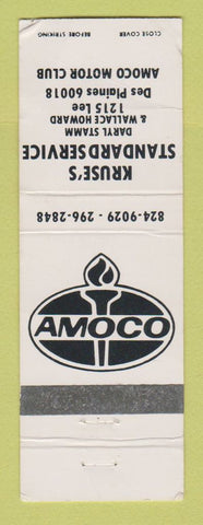 Matchbook Cover - Amoco oil gas Kruse's Standard Des Plaines IL WORN