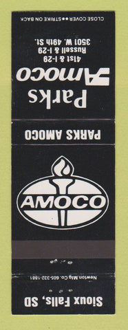Matchbook Cover - Amoco oil gas Parks Sioux Falls SD
