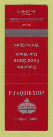 Matchbook Cover - Amoco oil gas PJ's Quik Stop Cloquet MN