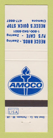 Matchbook Cover - Amoco oil gas Reece Bros Zearling Clemons IA