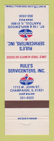 Matchbook Cover - Amoco oil gas Rule's Rantoul Champaign IL