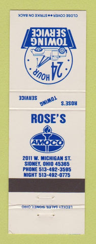 Matchbook Cover - Amoco oil gas Rose's Sidney OH