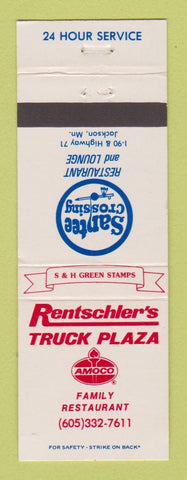 Matchbook Cover - Amoco oil gas Rentschler's Truck Plaza Jackson MN