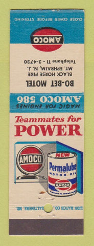 Matchbook Cover - Amoco oil gas Bo Bet Motel Mount Ephraim NJ