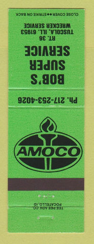 Matchbook Cover - Amoco oil gas Bob's Tuscola IL GREEN