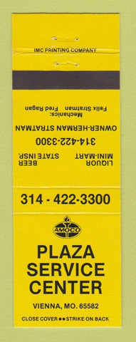 Matchbook Cover - Amoco oil gas Plaza Service Center Vienna MO YELLOW