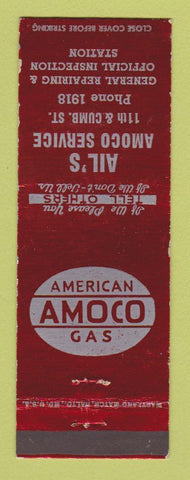 Matchbook Cover - Amoco oil gas Ail's  WORN BACK