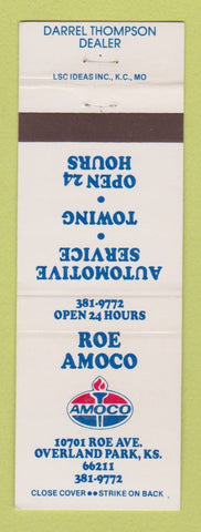 Matchbook Cover - Amoco oil gas Roe Overland Park KS