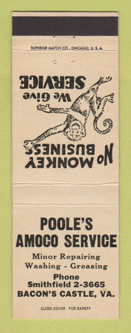 Matchbook Cover - Amoco oil gas Poole's Bacon's Castle VA