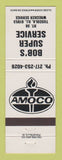 Matchbook Cover - Amoco oil gas Bob's Tuscola IL WHITE