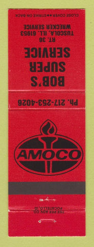 Matchbook Cover - Amoco oil gas Bob's Tuscola IL RED