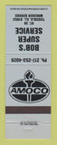 Matchbook Cover - Amoco oil gas Bob's Tuscola IL BLUE