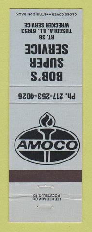 Matchbook Cover - Amoco oil gas Bob's Tuscola IL BLUE
