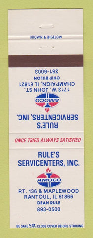 Matchbook Cover - Amoco oil gas Rule's Rantoul Champaign IL