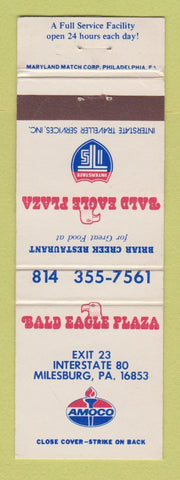 Matchbook Cover - Amoco oil gas Bald Eagle Plaza Milesburg PA POOR BACK