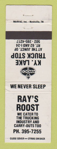 Matchbook Cover - Amoco oil gas Roy's Roost KY Lake  WHITE WORN