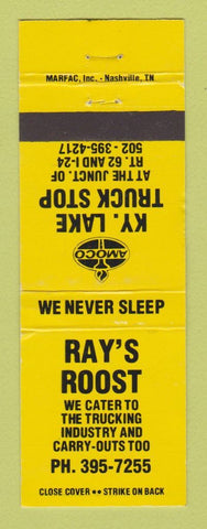 Matchbook Cover - Amoco oil gas Roy's Roost KY Lake YELLOW