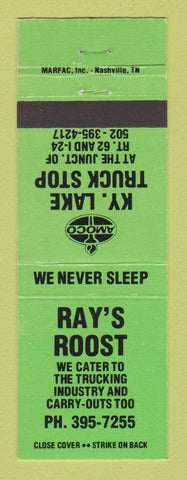 Matchbook Cover - Amoco oil gas Roy's Roost KY Lake GREEN