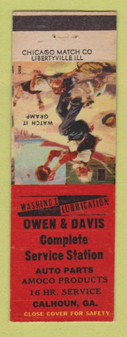 Matchbook Cover - Amoco oil gas Owen & Davis Calhoun GA  LAMINATED