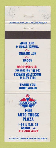 Matchbook Cover - Amoco oil gas I-69 Auto Truck Plaza Gaston IN WEAR