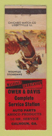 Matchbook Cover - Amoco oil gas Owen & Davis Calhoun GA  LAMINATED