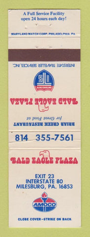 Matchbook Cover - Amoco oil gas Bald Eagle Plaza Milesburg PA WEAR