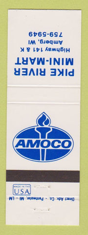 Matchbook Cover - Amoco oil gas Pike River Mini Mart Amberg WI
