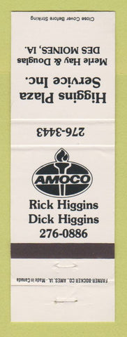 Matchbook Cover - Amoco oil gas Higgins Plaza Service Des Moines IA