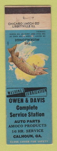 Matchbook Cover - Amoco oil gas Complete Service Station Calhoun GA LAMINATED