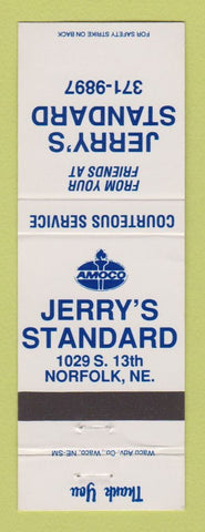 Matchbook Cover - Amoco oil gas Jerry's Standard Norfolk NE