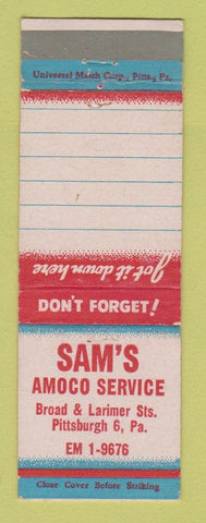 Matchbook Cover - Amoco oil gas Sam's Pittsburgh PA