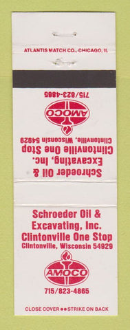 Matchbook Cover - Amoco oil gas Schroeder Excavating Clintonville WI