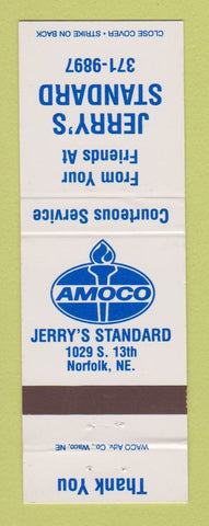 Matchbook Cover - Amoco oil gas Jerry's Standard Norfolk NE