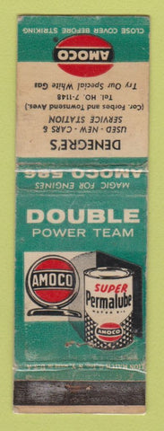 Matchbook Cover - Amoco oil gas Denegre's WORN LAMINATED