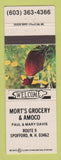 Matchbook Cover - Amoco oil gas Mort's Grocery Spofford NH