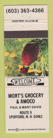 Matchbook Cover - Amoco oil gas Mort's Grocery Spofford NH