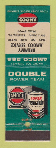 Matchbook Cover - Amoco oil gas Brummy Reading PA LAMINATED