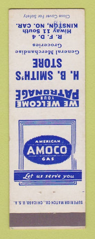 Matchbook Cover - Amoco oil gas HB Smith's Kinston NC