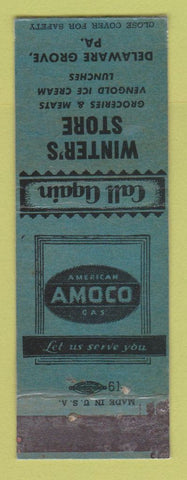 Matchbook Cover - Amoco oil gas Winter's Store Delaware Grove PA WEAR LAMINATED