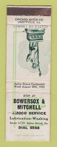 Matchbook Cover - Amoco oil gas Bowersox & Mitchell Selins Grove PA WEAR