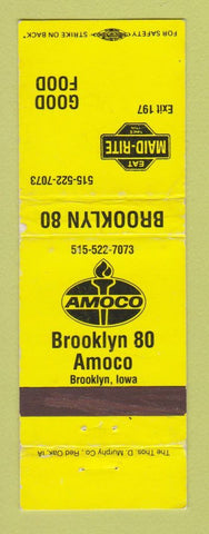 Matchbook Cover - Amoco oil gas Brooklyn 80 Maid Rite Brooklyn IA WORN
