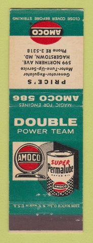 Matchbook Cover - Amoco oil gas Price's Hagerstown MD