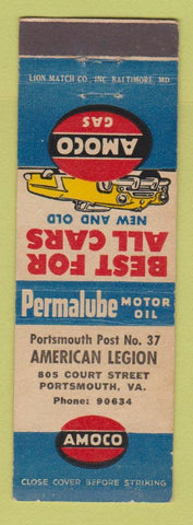 Matchbook Cover - Amoco oil gas American Legion Portsmouth VA
